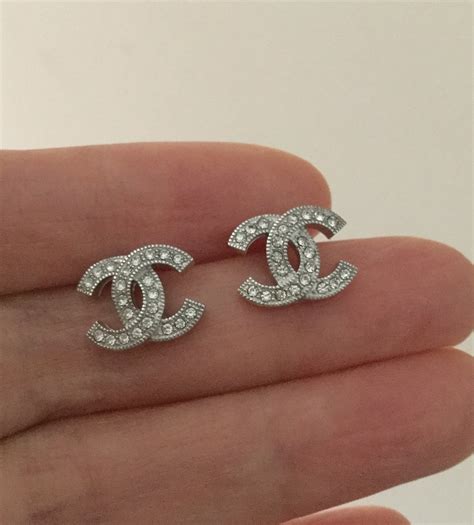 chanel silver earrings cc|chanel cc earrings sterling silver.